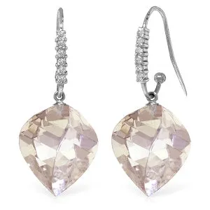 25.78 Carat 14K Solid White Gold Fish Hook Earrings Diamond White Topaz