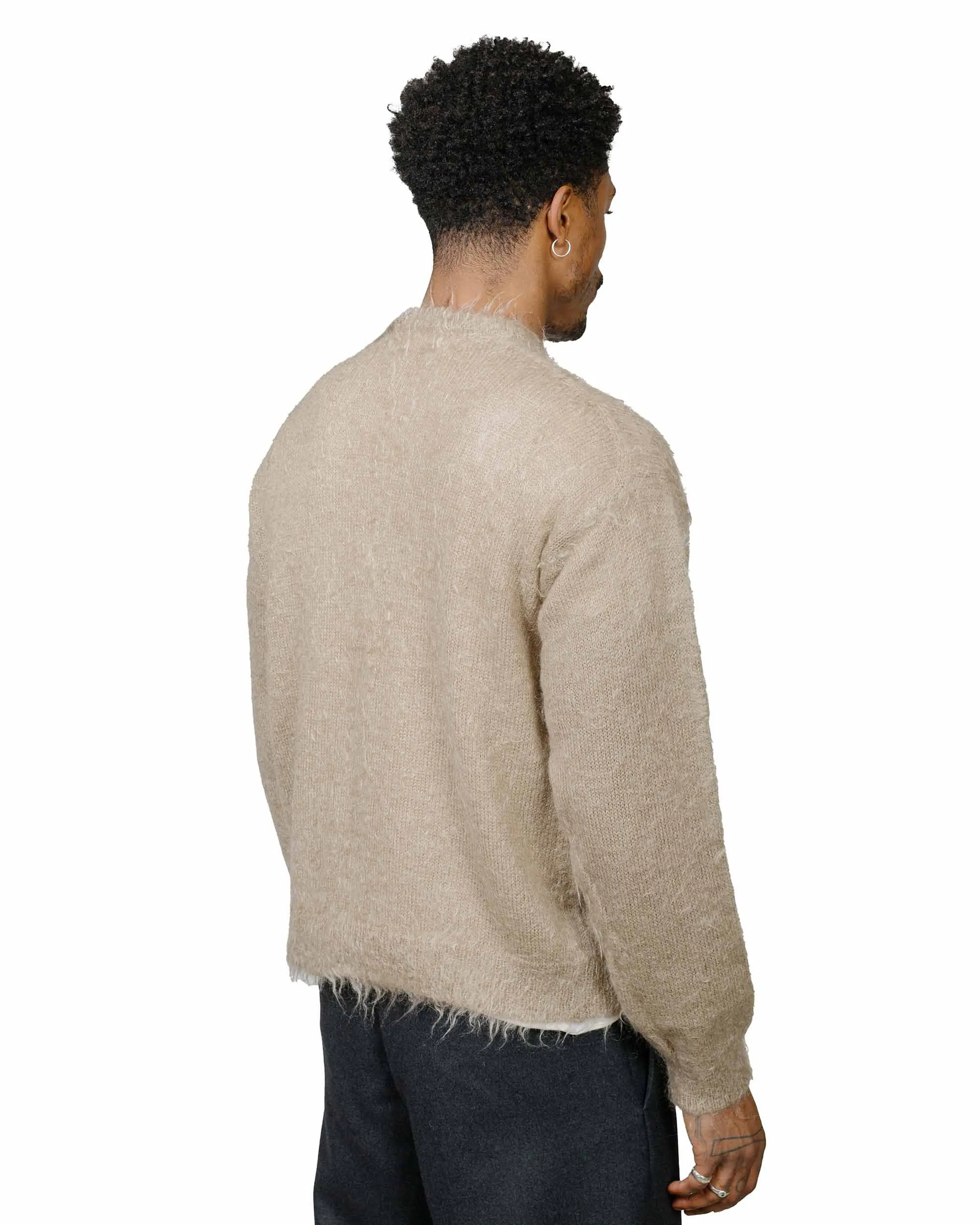 Auralee Brushed Super Kid Mohair Knit Cardigan Gray Beige