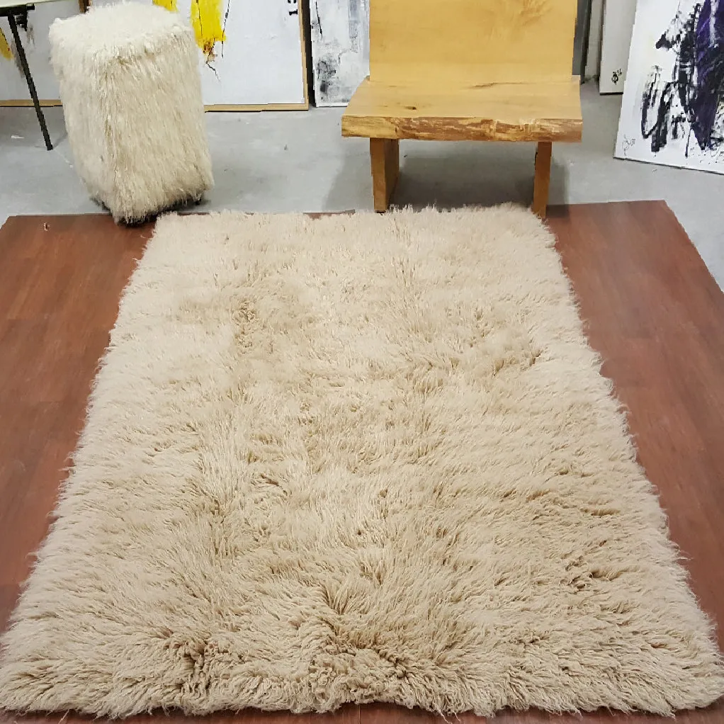 BEAUTIFUL TAN FLOKATI RUG | THICK 3.5" WOOL PILE | 3000GRAM | ASSORTED SIZES
