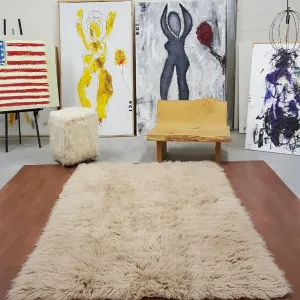 BEAUTIFUL TAN FLOKATI RUG | THICK 3.5" WOOL PILE | 3000GRAM | ASSORTED SIZES