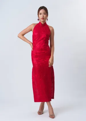 Begonia Backless Halter Bridal Qipao
