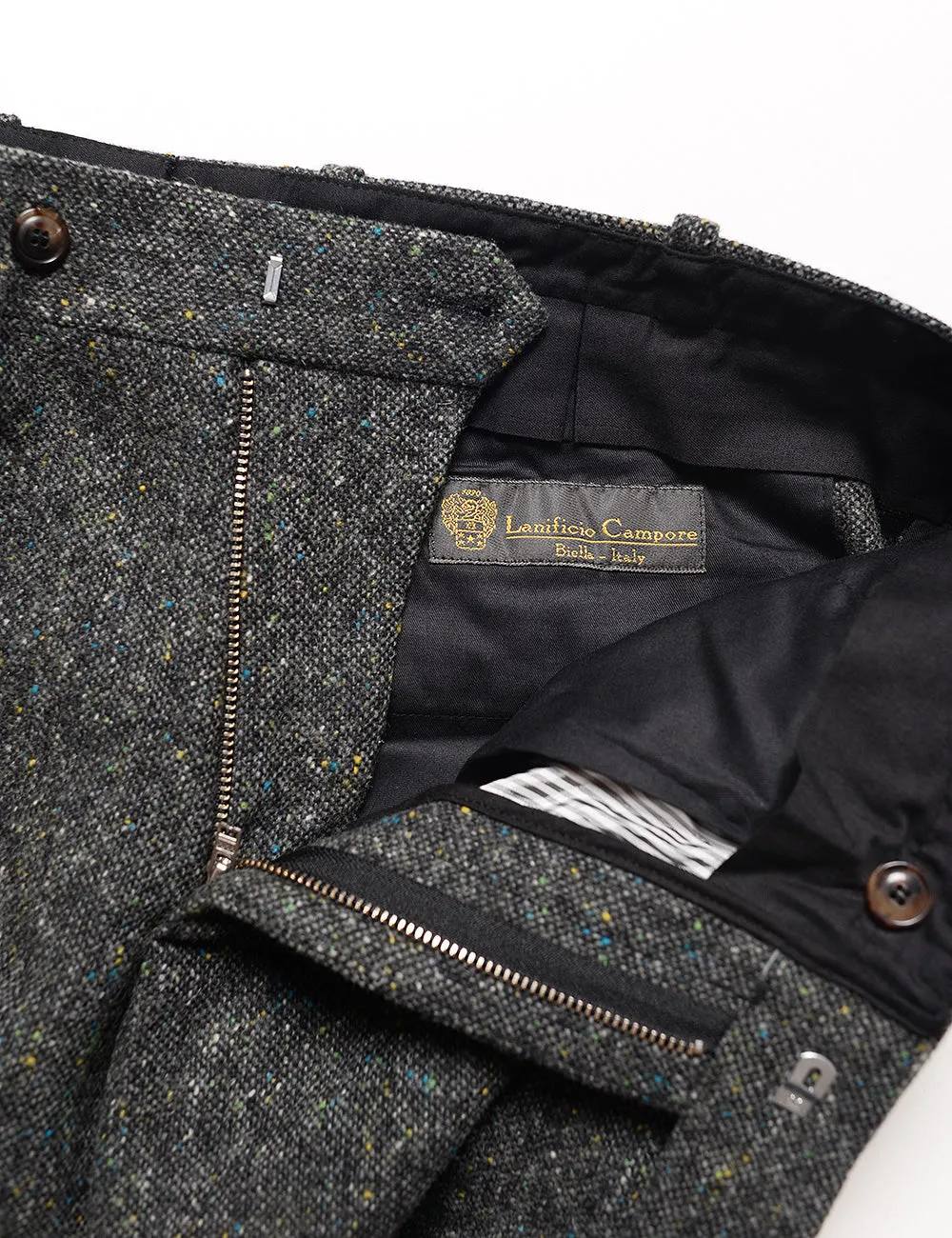 BKT50 Tailored Trouser in Flecked Donegal Tweed - Lead Gray