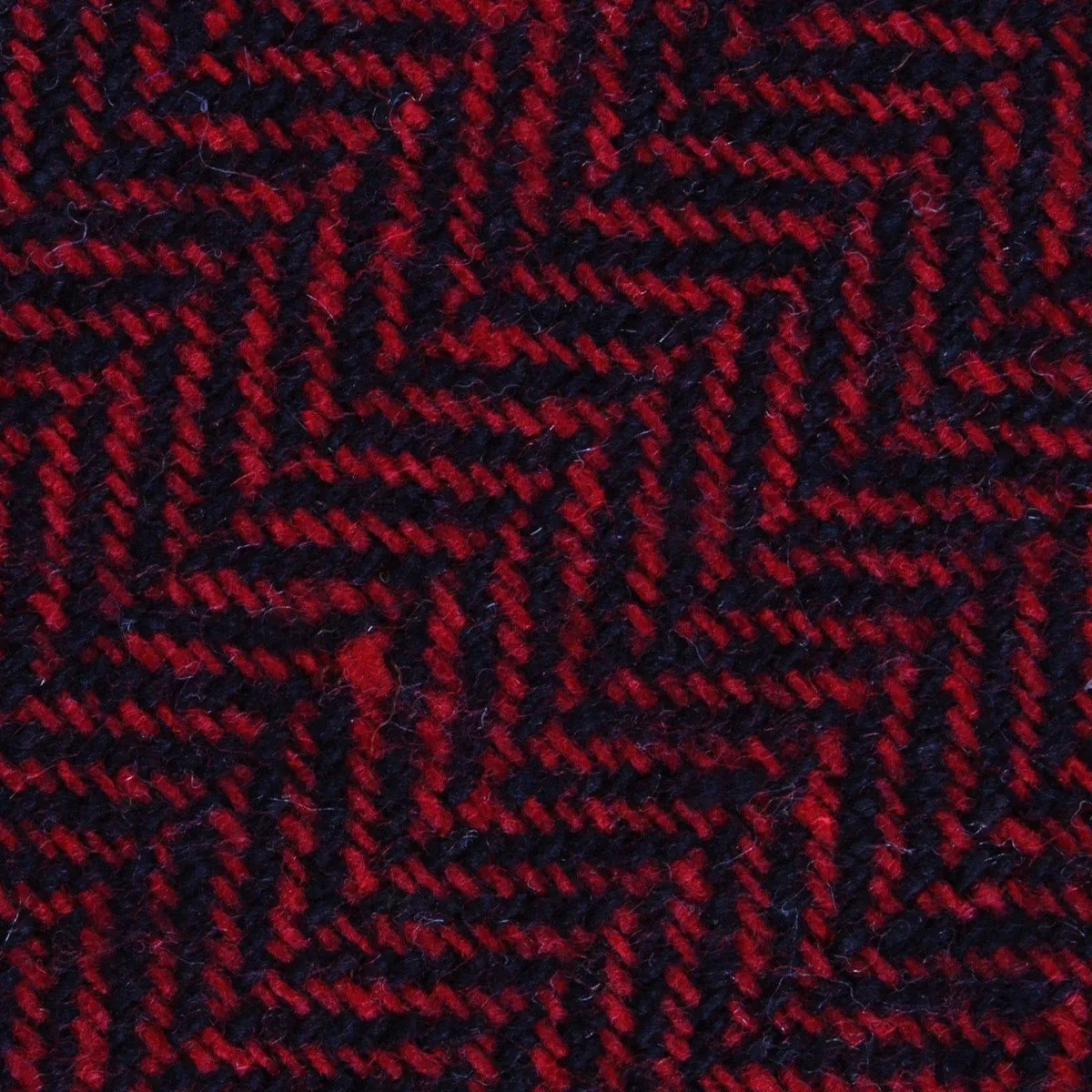 Black & Red Herringbone Wool Bow Tie