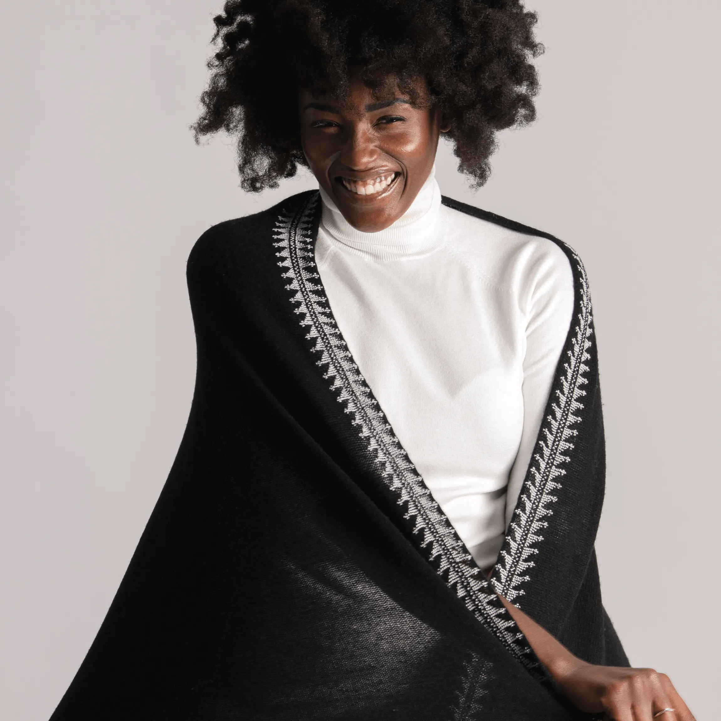 Black Cashmere Shawl White Mary Magdalene