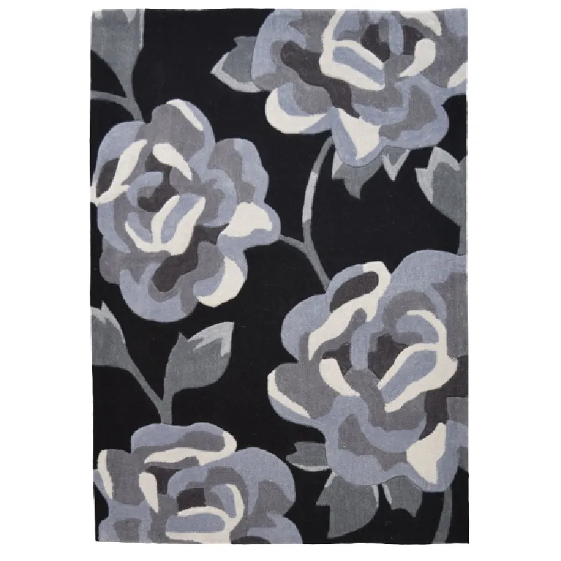 Black Flower Rug - Nevada