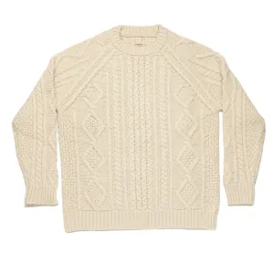 Cable Knit Fisherman Sweater in Ecru