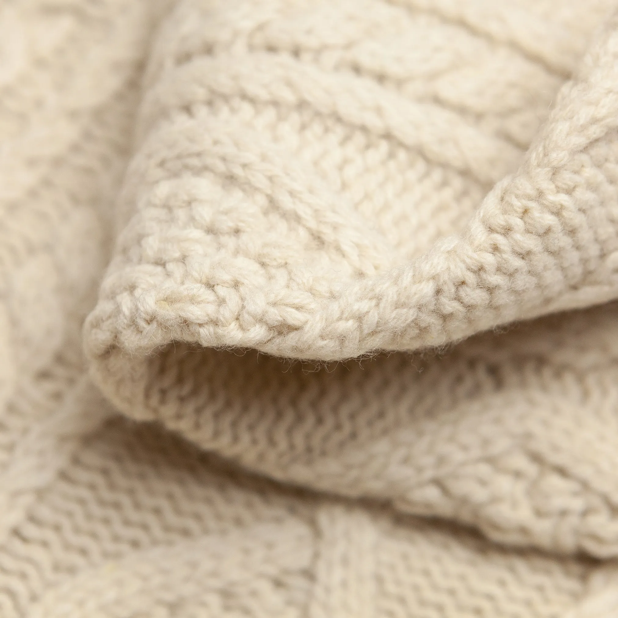 Cable Knit Fisherman Sweater in Ecru