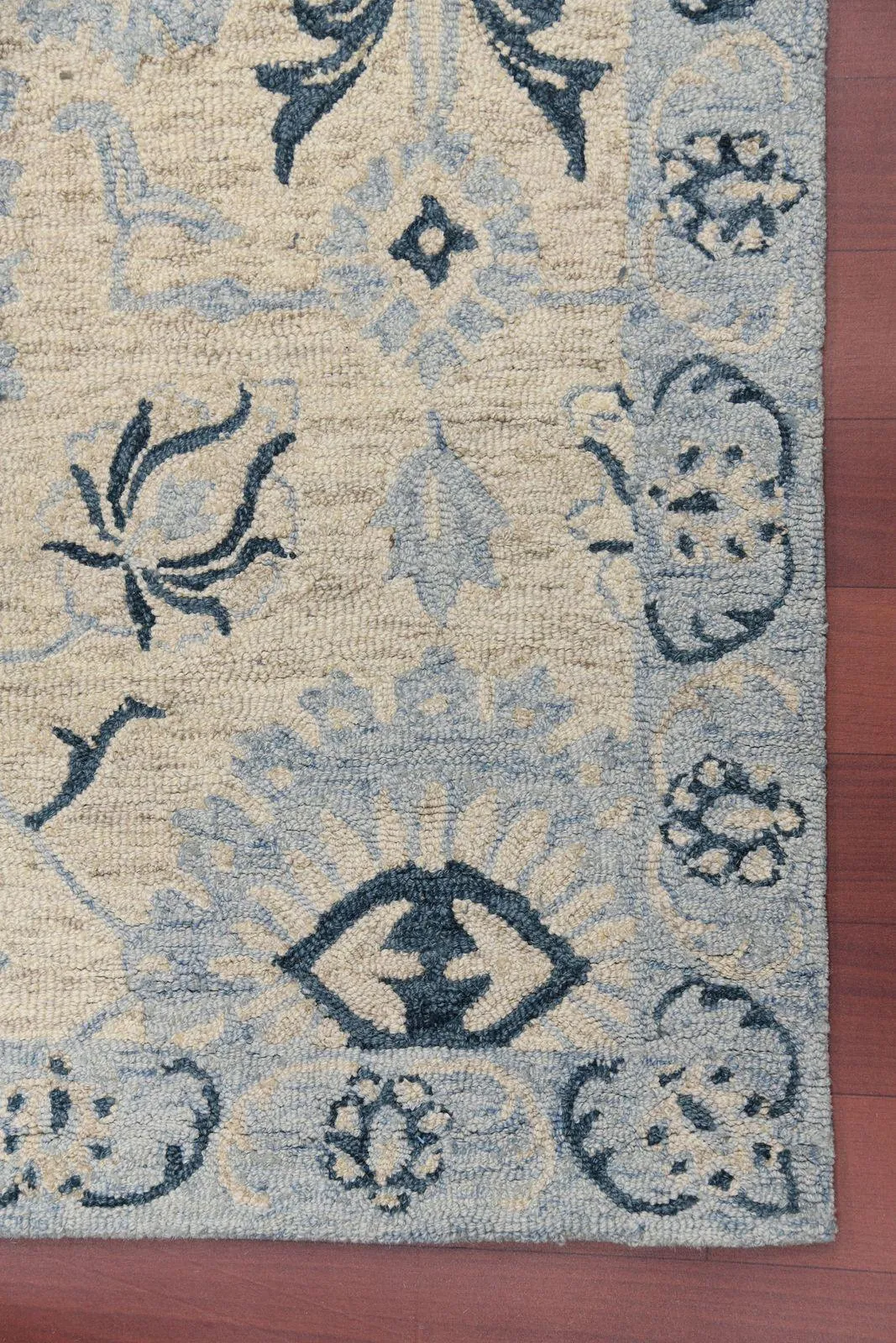 Carpet Light Blue Wool Romania Hand-Tufted