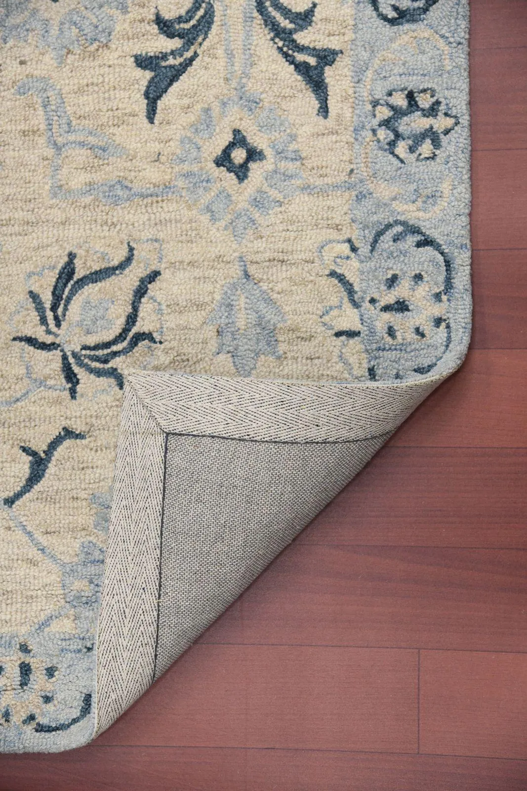 Carpet Light Blue Wool Romania Hand-Tufted