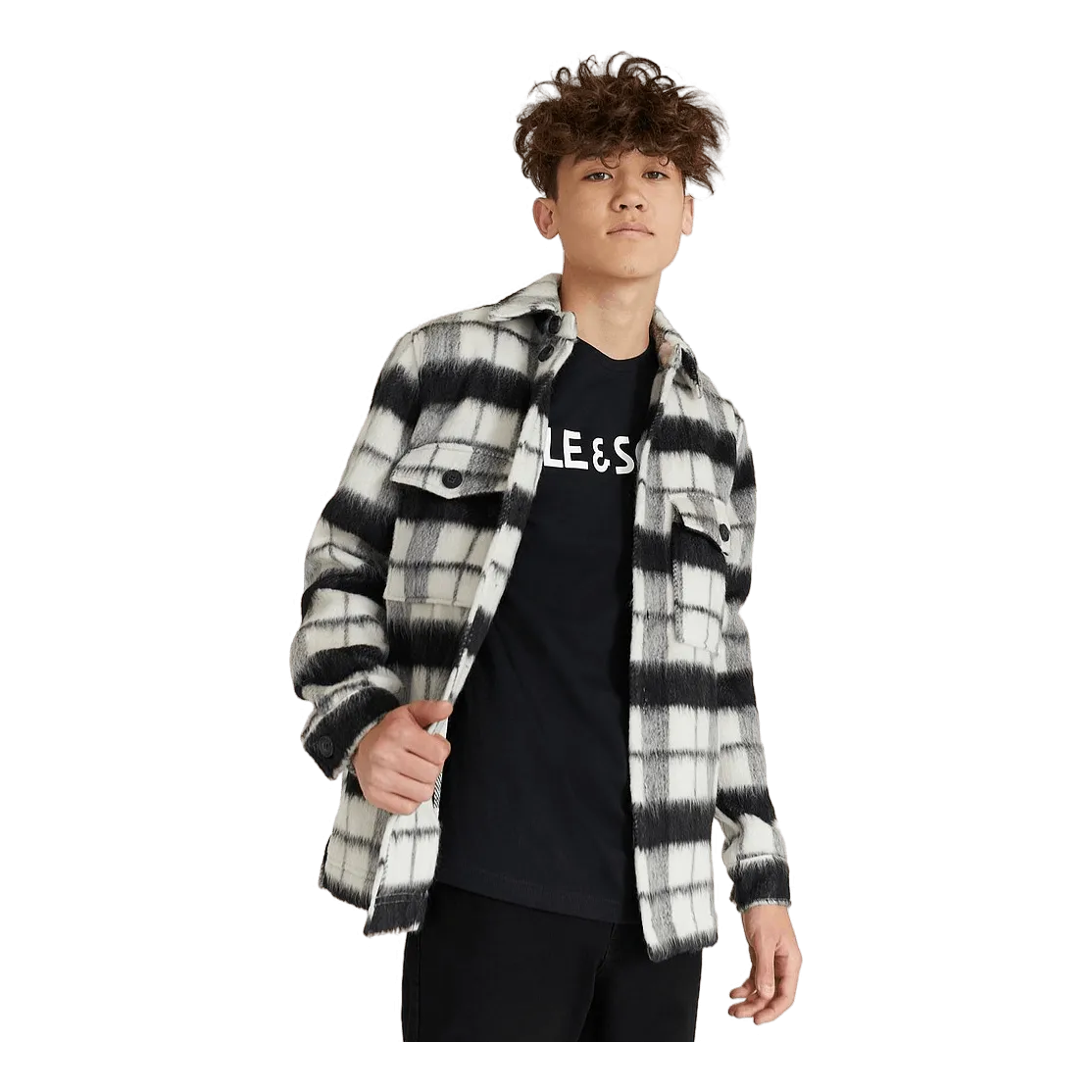 Checked Overshirt Black/white