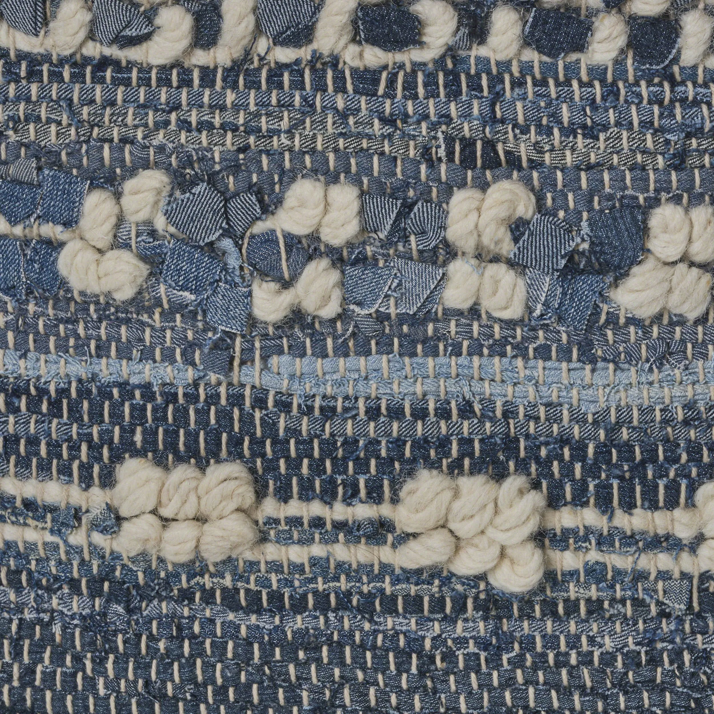 Clara Blue White Wool and Denim Pillow