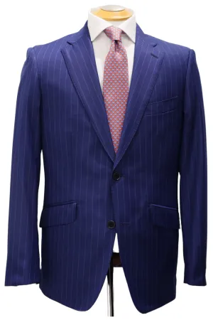 COBALT BLUE WITH WHITE PIN STRIPE WOOL POLY BLENDED SUIT_