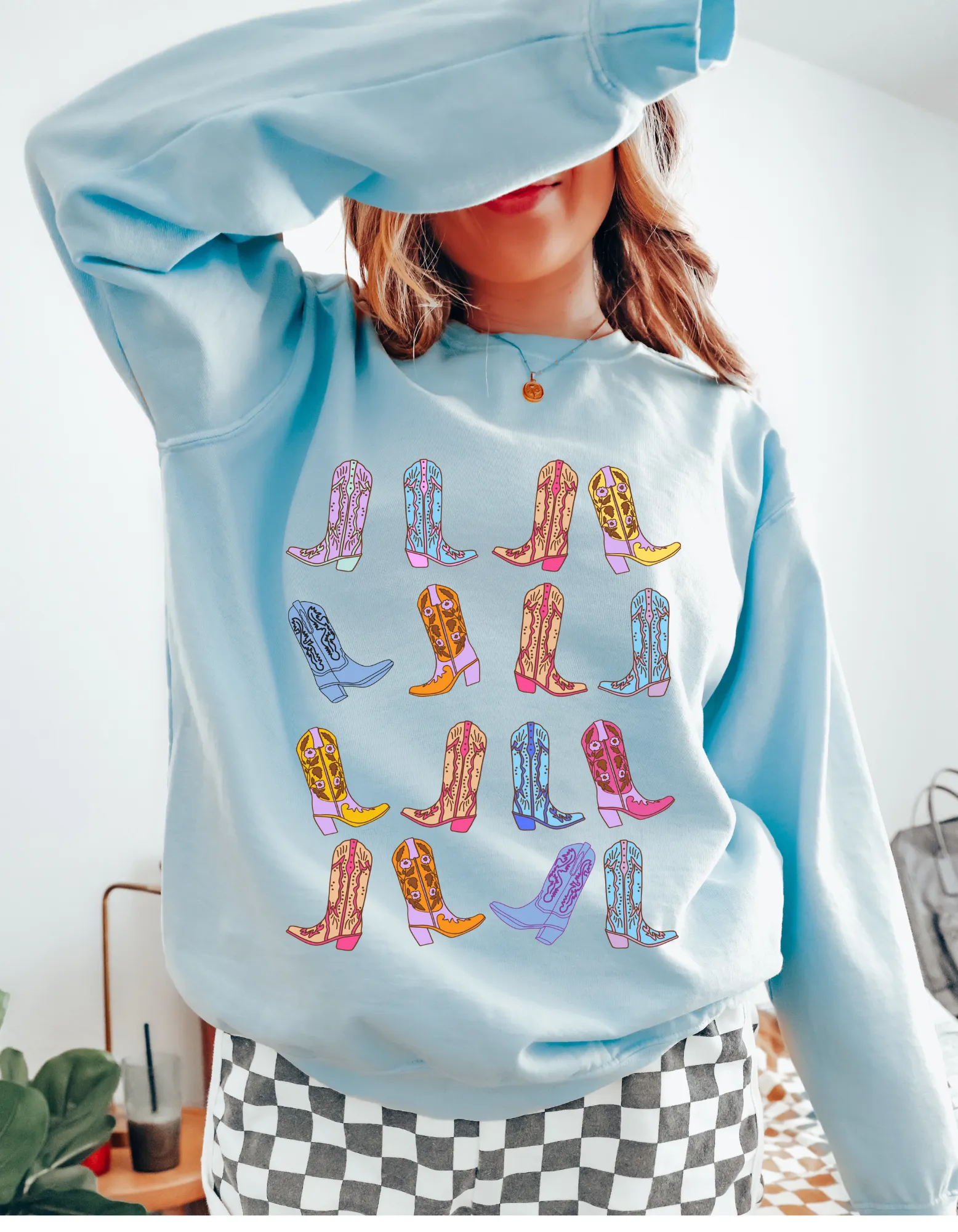 Cowgirl Boots Comfort Colors Western Graphic Sweatshirt