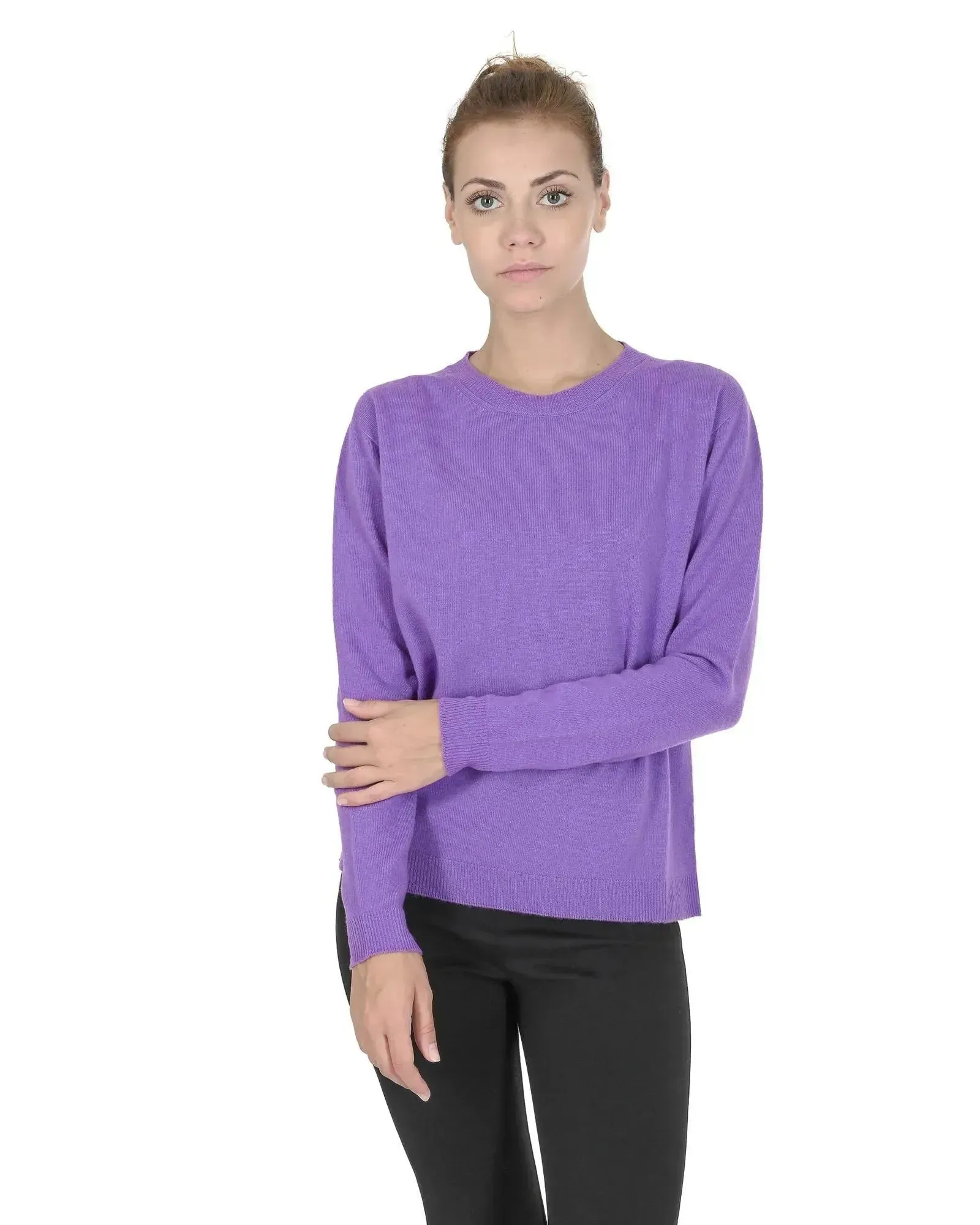Crown of Edinburgh Cashmere Women's Premium Italian Cashmere Women Sweater in Lavanda - 40 EU