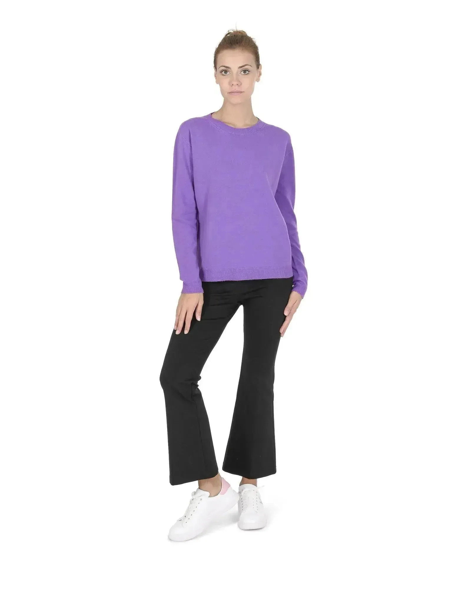Crown of Edinburgh Cashmere Women's Premium Italian Cashmere Women Sweater in Lavanda - 40 EU