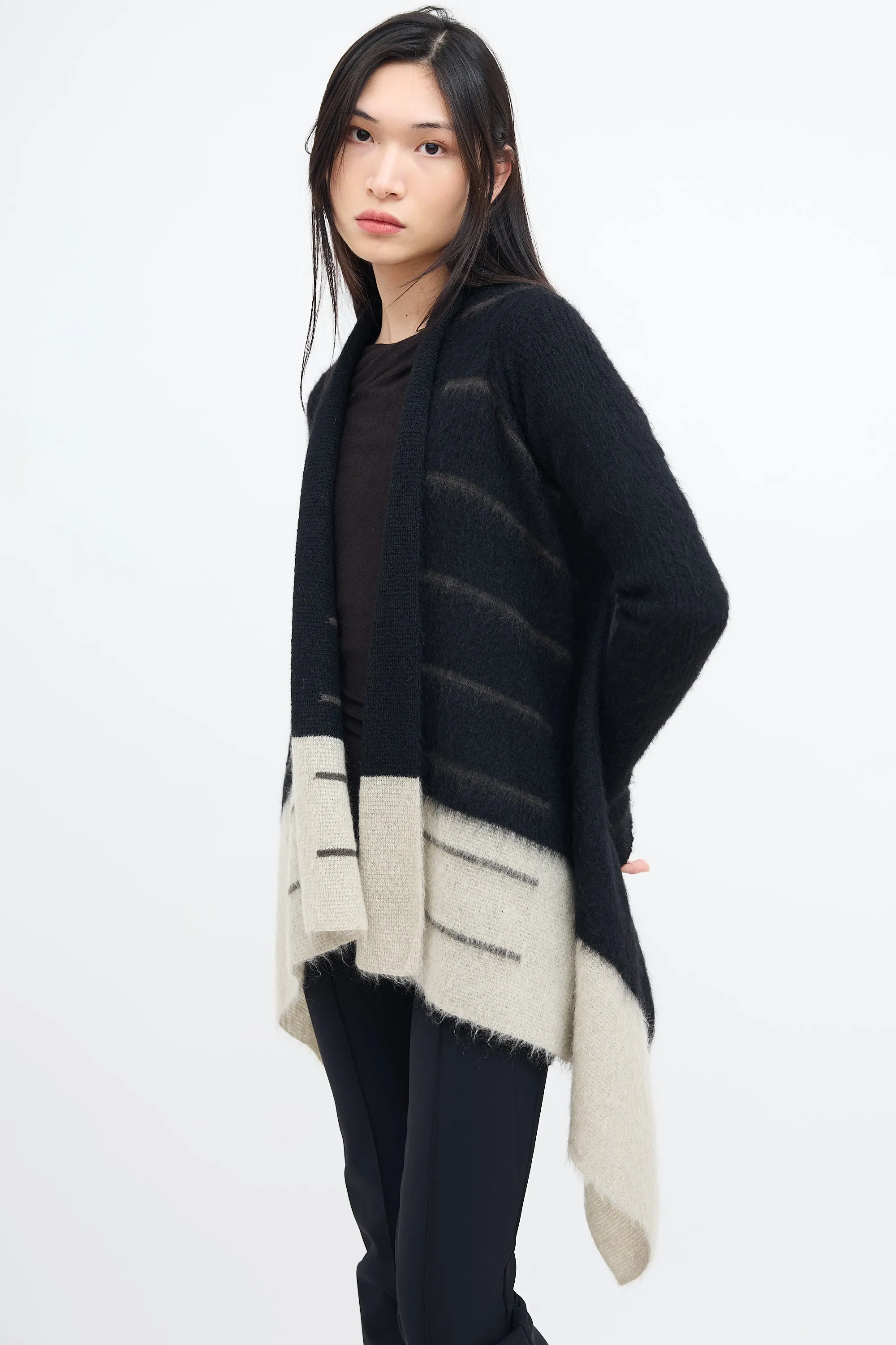 FW 2016 Black & Light Grey Mohair Cardigan