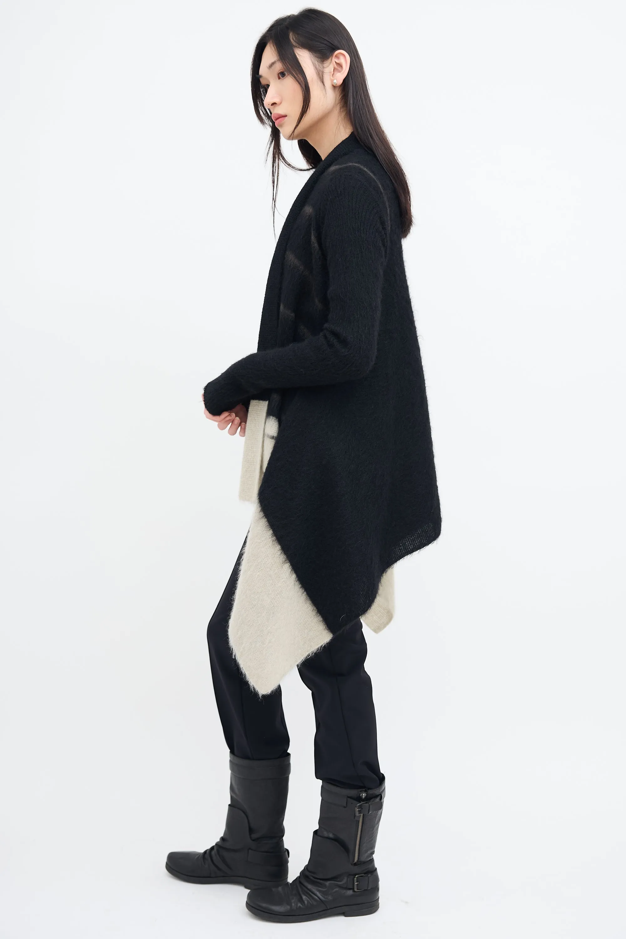 FW 2016 Black & Light Grey Mohair Cardigan