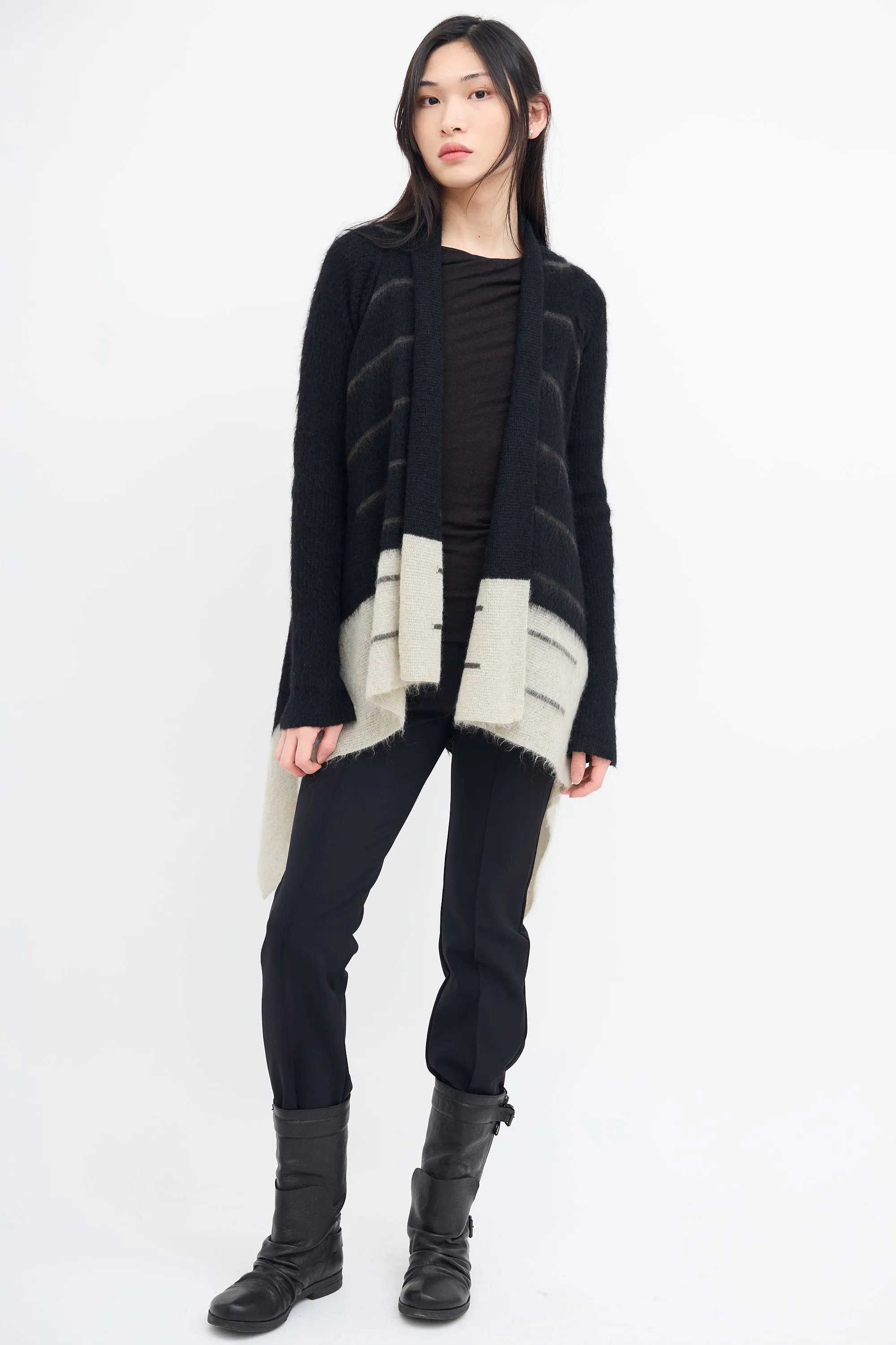 FW 2016 Black & Light Grey Mohair Cardigan
