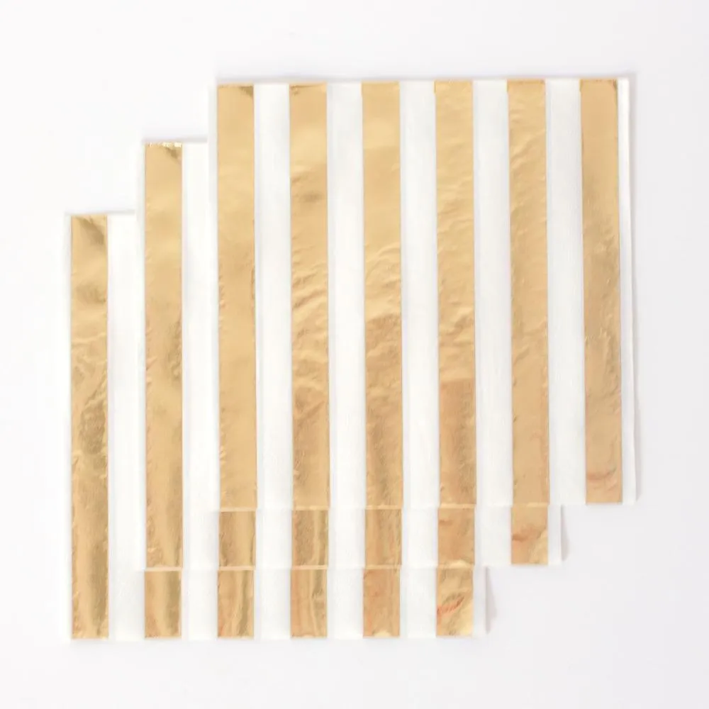 Gold Foiled Striped Party Napkins