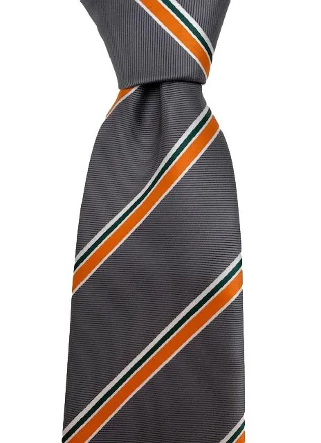 Gray and Orange Striped Extra Long Striped Tie
