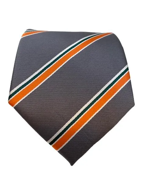 Gray and Orange Striped Extra Long Striped Tie