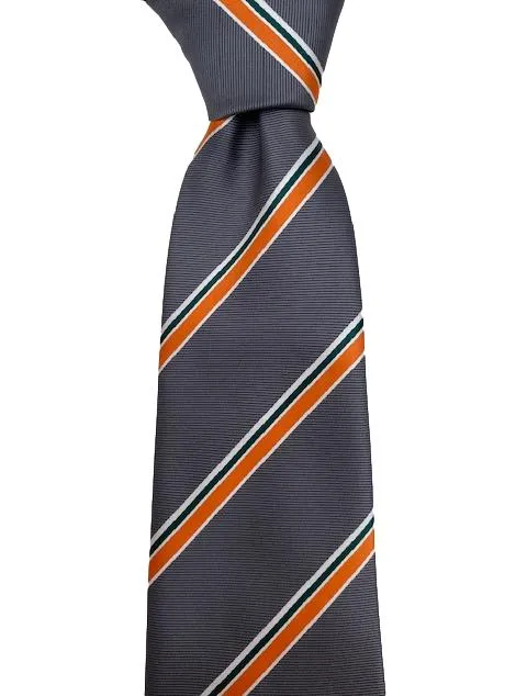 Gray and Orange Striped Extra Long Striped Tie