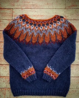 Hopi Ocean Blue Lettlopi sweater - Knitting Kit