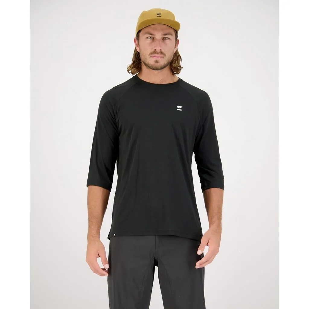 Jersey Mons Royale Mens Tarn Merino Shift Raglan 3/4 - Black