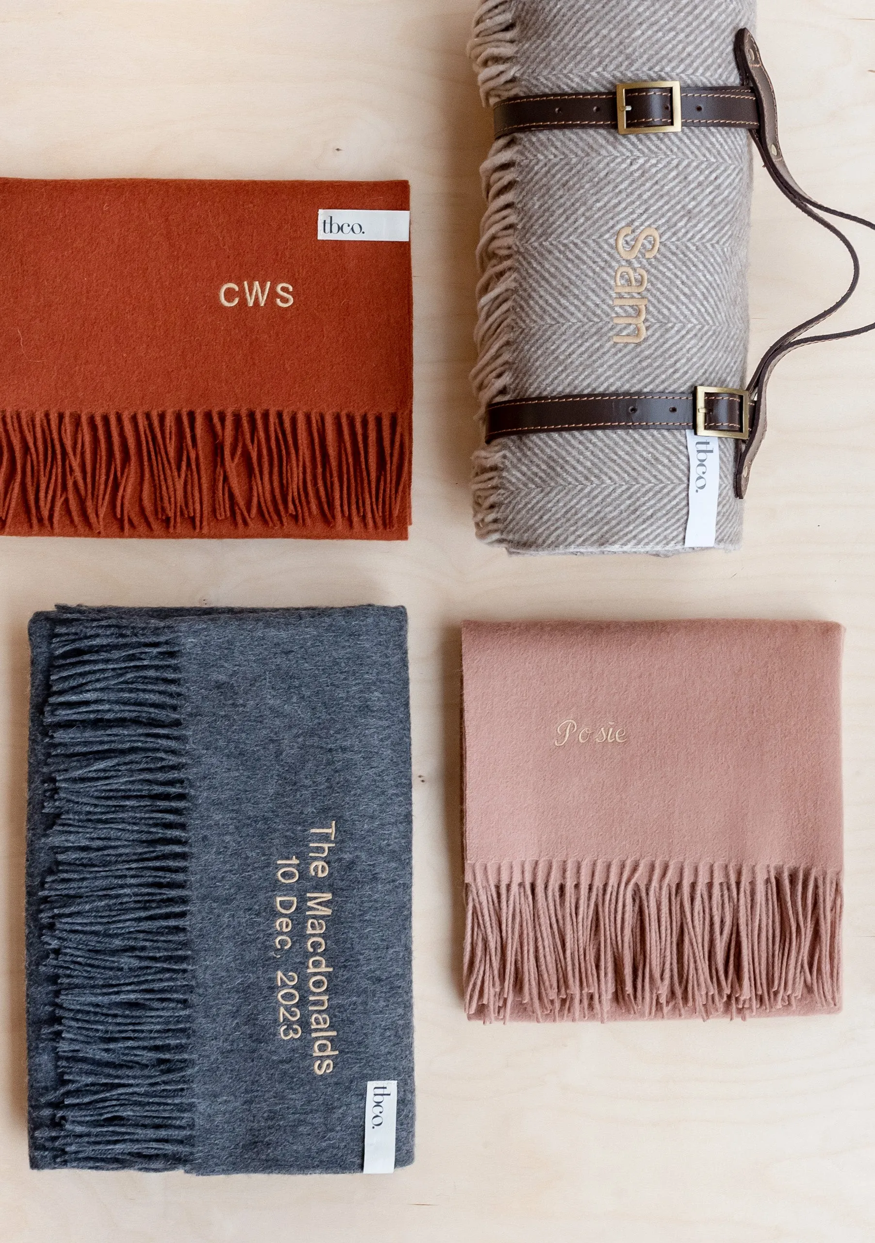 Lambswool Blanket Scarf in Camel Modern Check