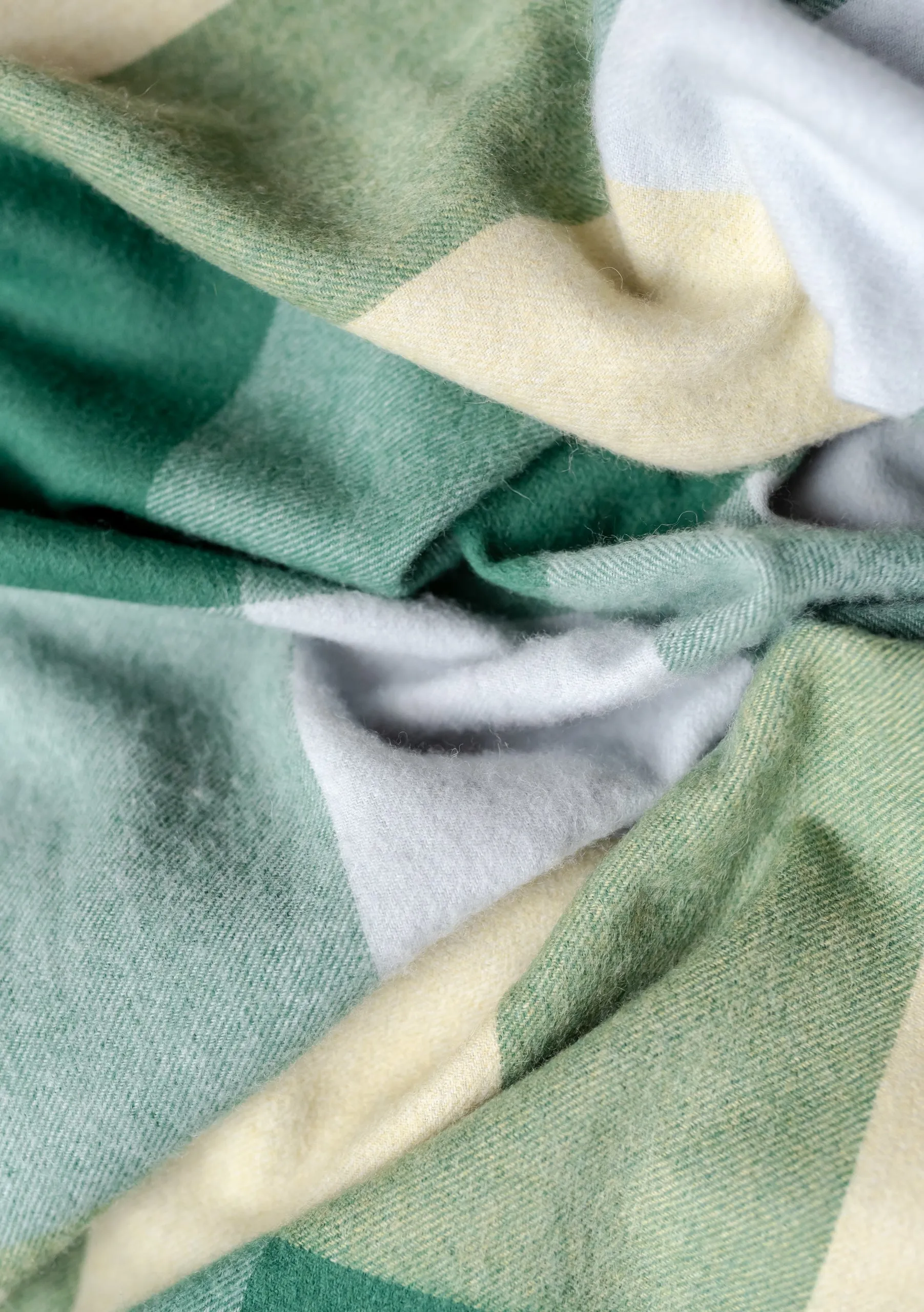 Lambswool Kids Blanket in Green Grid Check