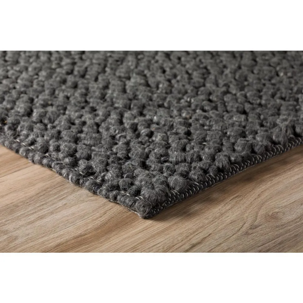 Large Wool Plush Modern Contemporary Round Charcoal 10' x 10' Round Rug