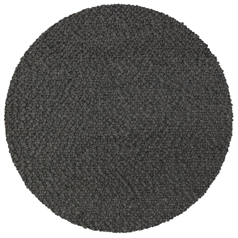 Large Wool Plush Modern Contemporary Round Charcoal 10' x 10' Round Rug