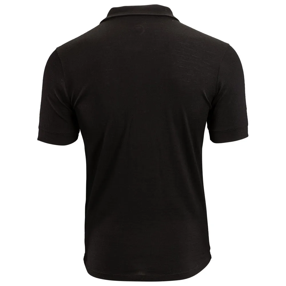 Mens Merino 180 Short Sleeve Polo Shirt (Plain Black)