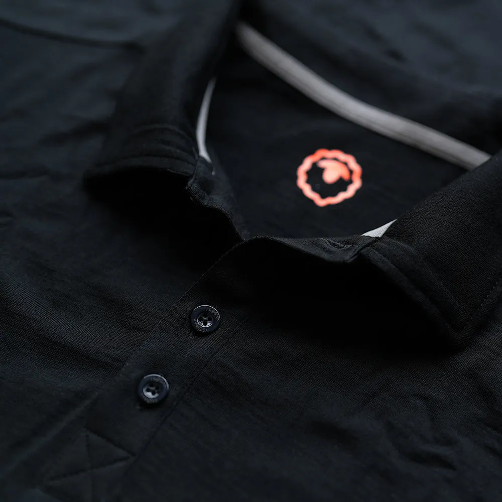 Mens Merino 180 Short Sleeve Polo Shirt (Plain Black)