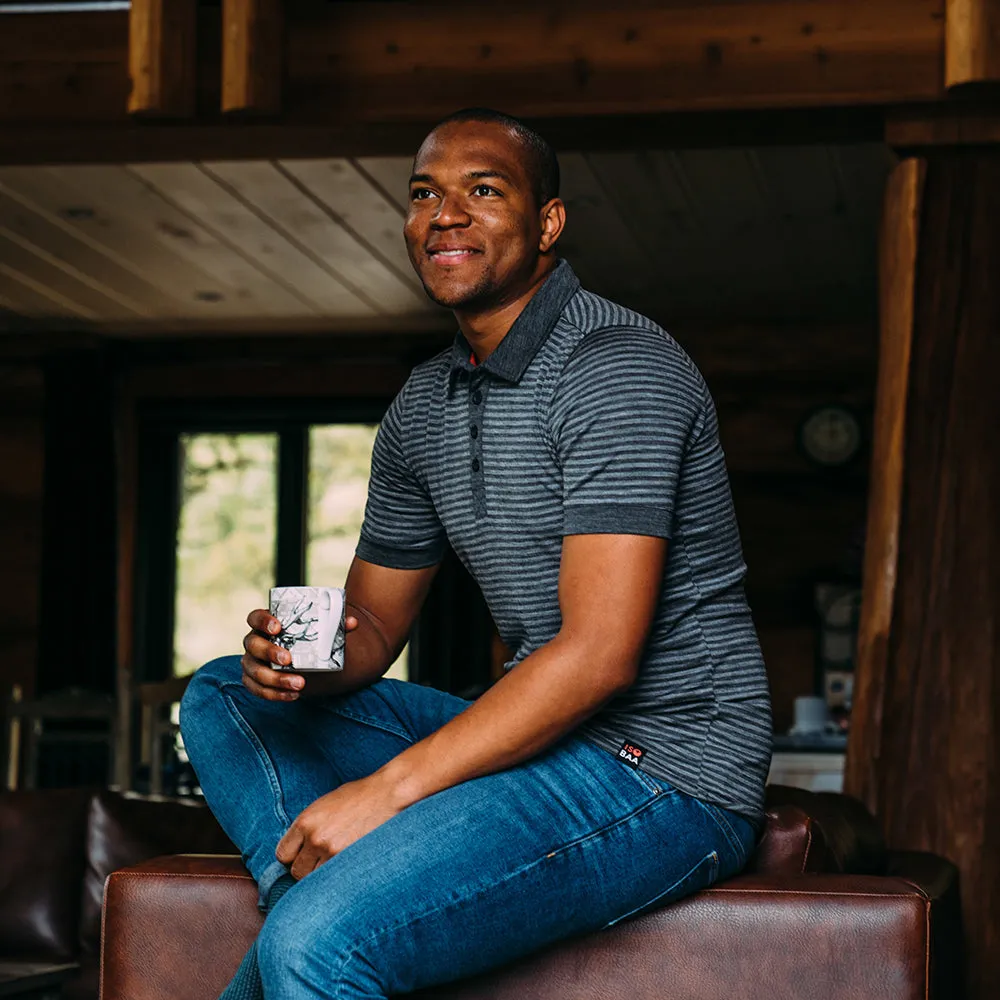 Mens Merino 180 Short Sleeve Polo Shirt (Stripe Smoke/Charcoal)