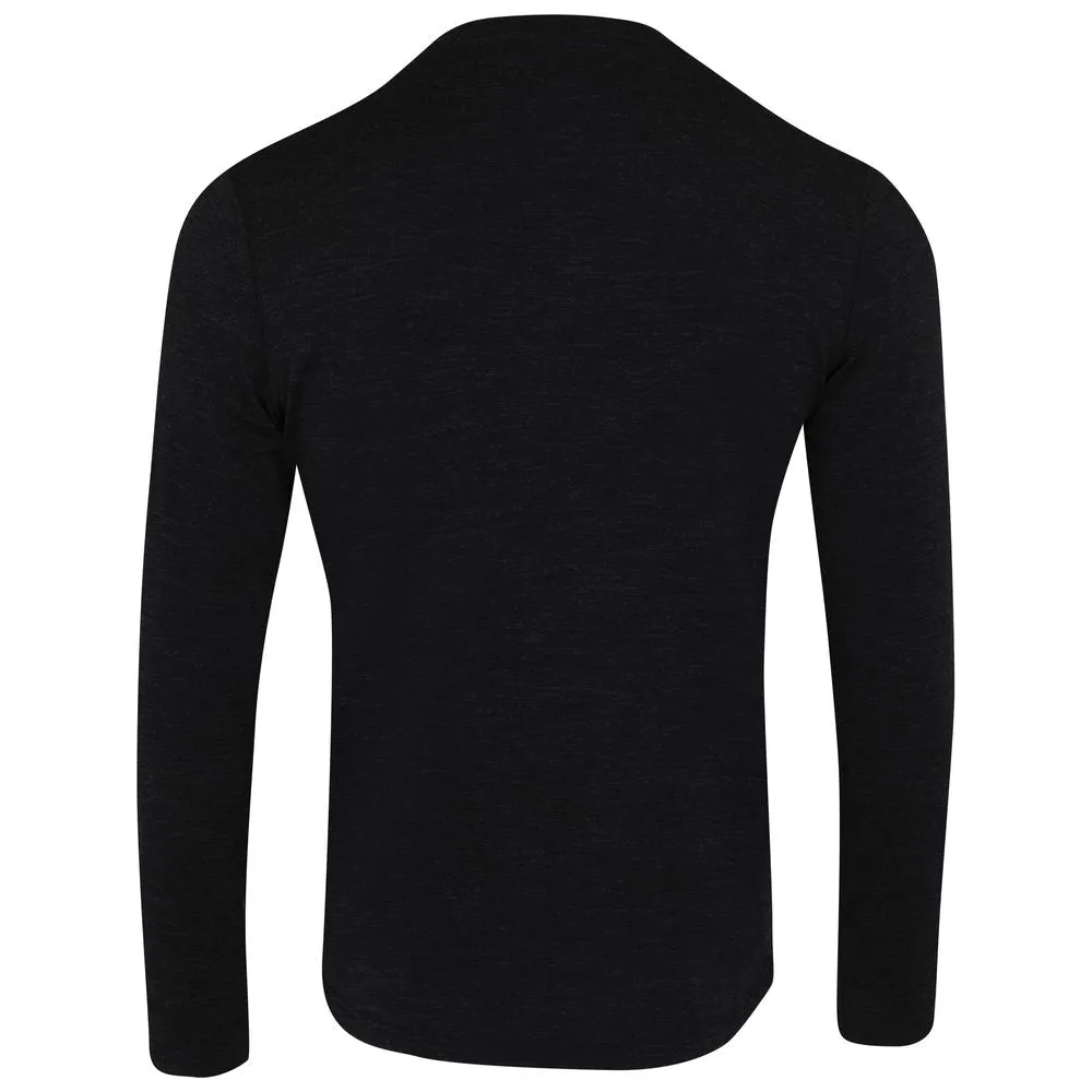 Mens Merino Blend 160 PJ Henley (Black Melange)