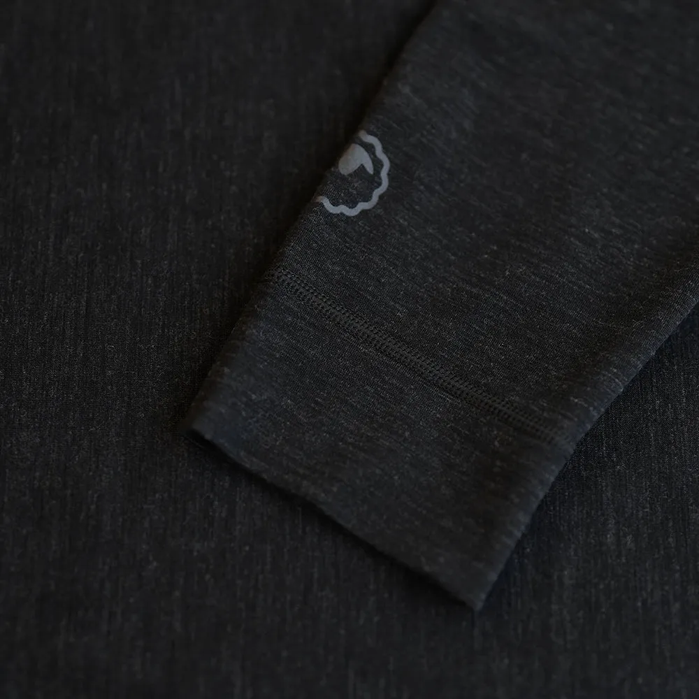Mens Merino Blend 160 PJ Henley (Black Melange)