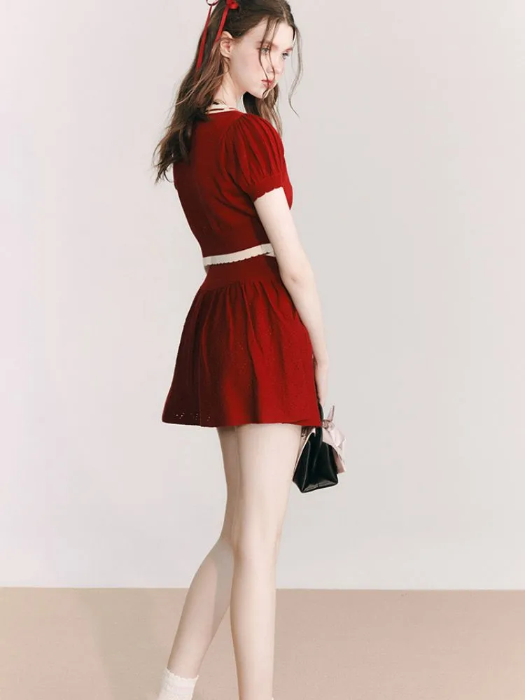Premium Merino Wool Knitted Cardigan and Skirt Set