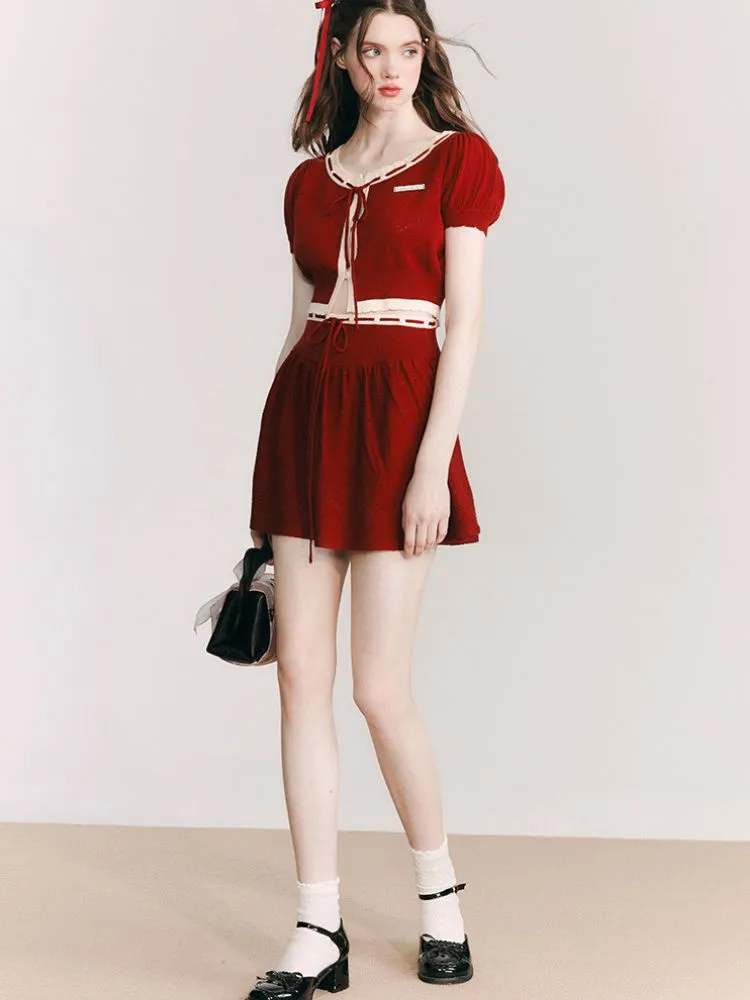 Premium Merino Wool Knitted Cardigan and Skirt Set