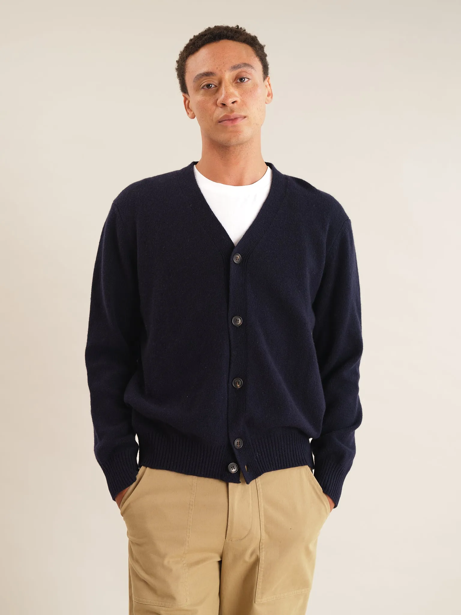 Navy Wool Cardigan