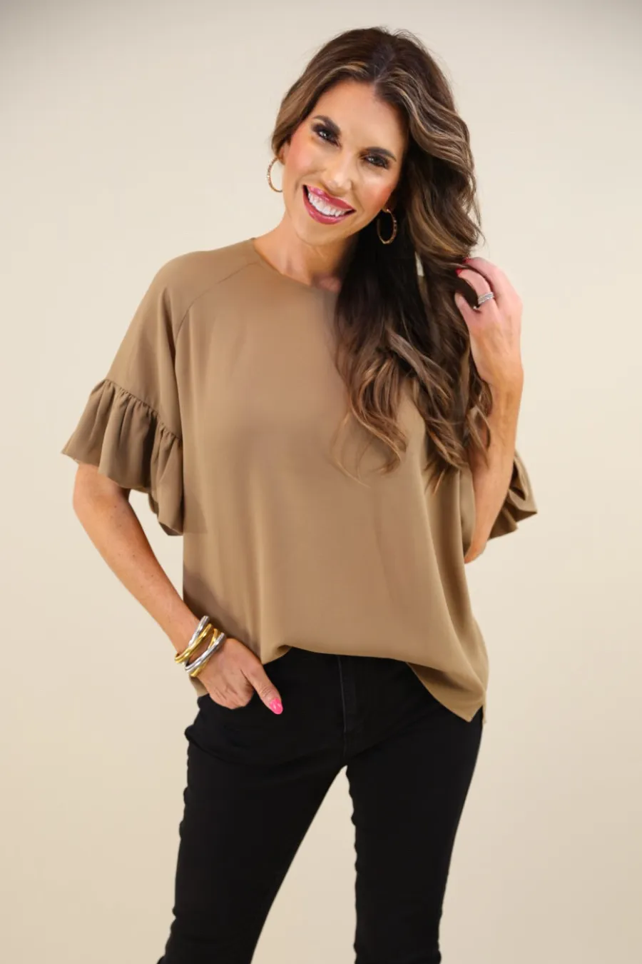 PREORDER-Rebecca Ruffle Sleeve Top by Jess Lea (Ships in 2-3 Weeks)