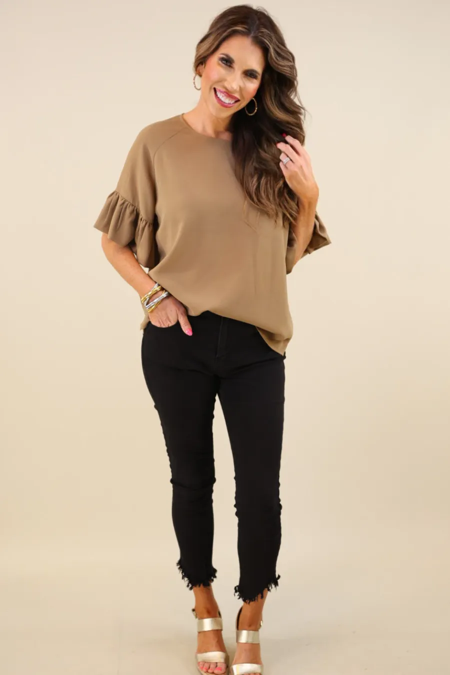 PREORDER-Rebecca Ruffle Sleeve Top by Jess Lea (Ships in 2-3 Weeks)