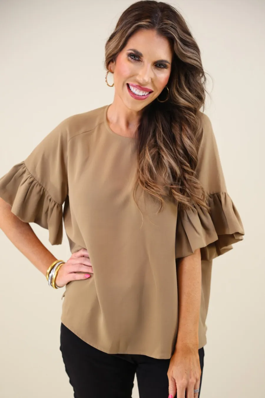 PREORDER-Rebecca Ruffle Sleeve Top by Jess Lea (Ships in 2-3 Weeks)