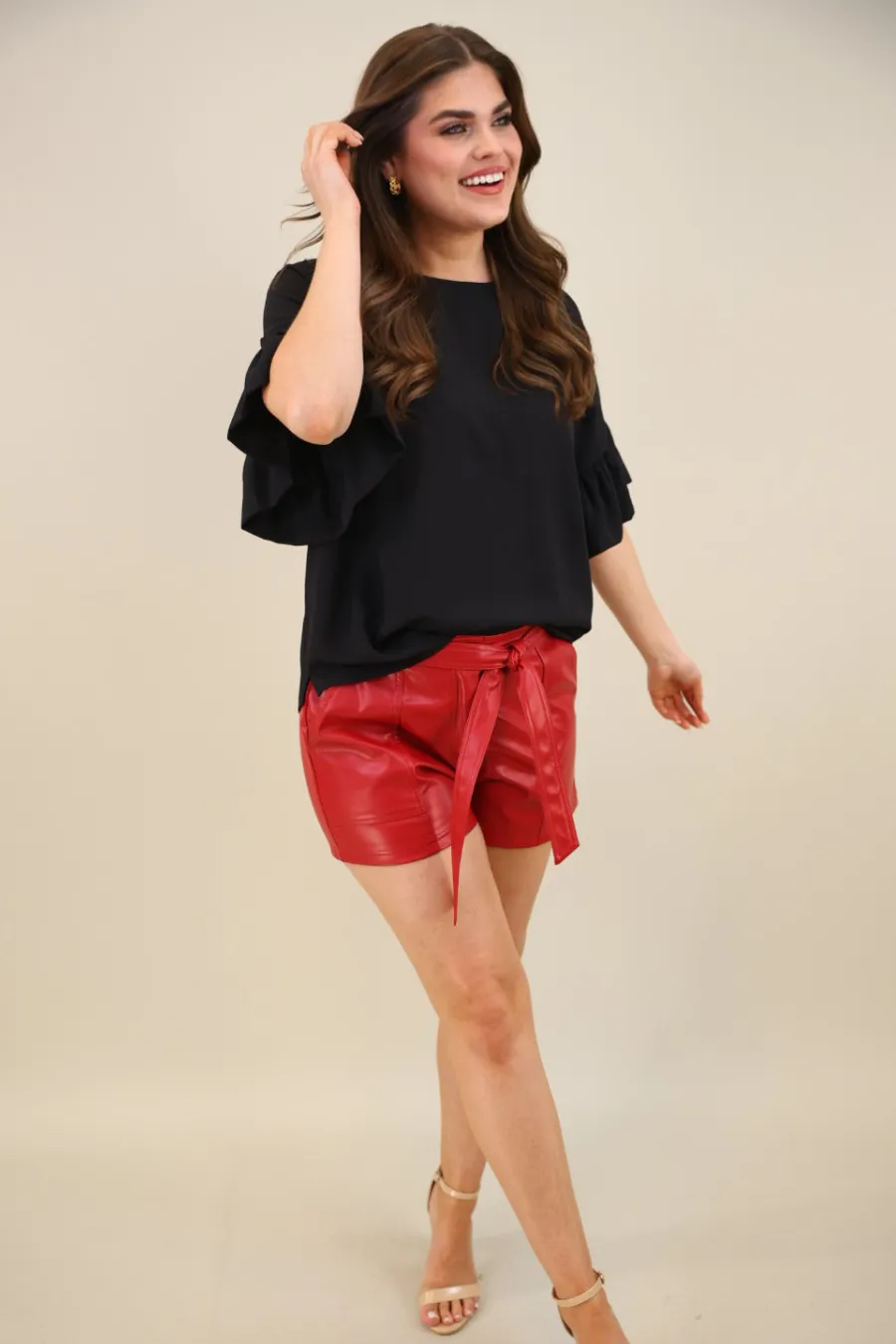 PREORDER-Rebecca Ruffle Sleeve Top by Jess Lea (Ships in 2-3 Weeks)