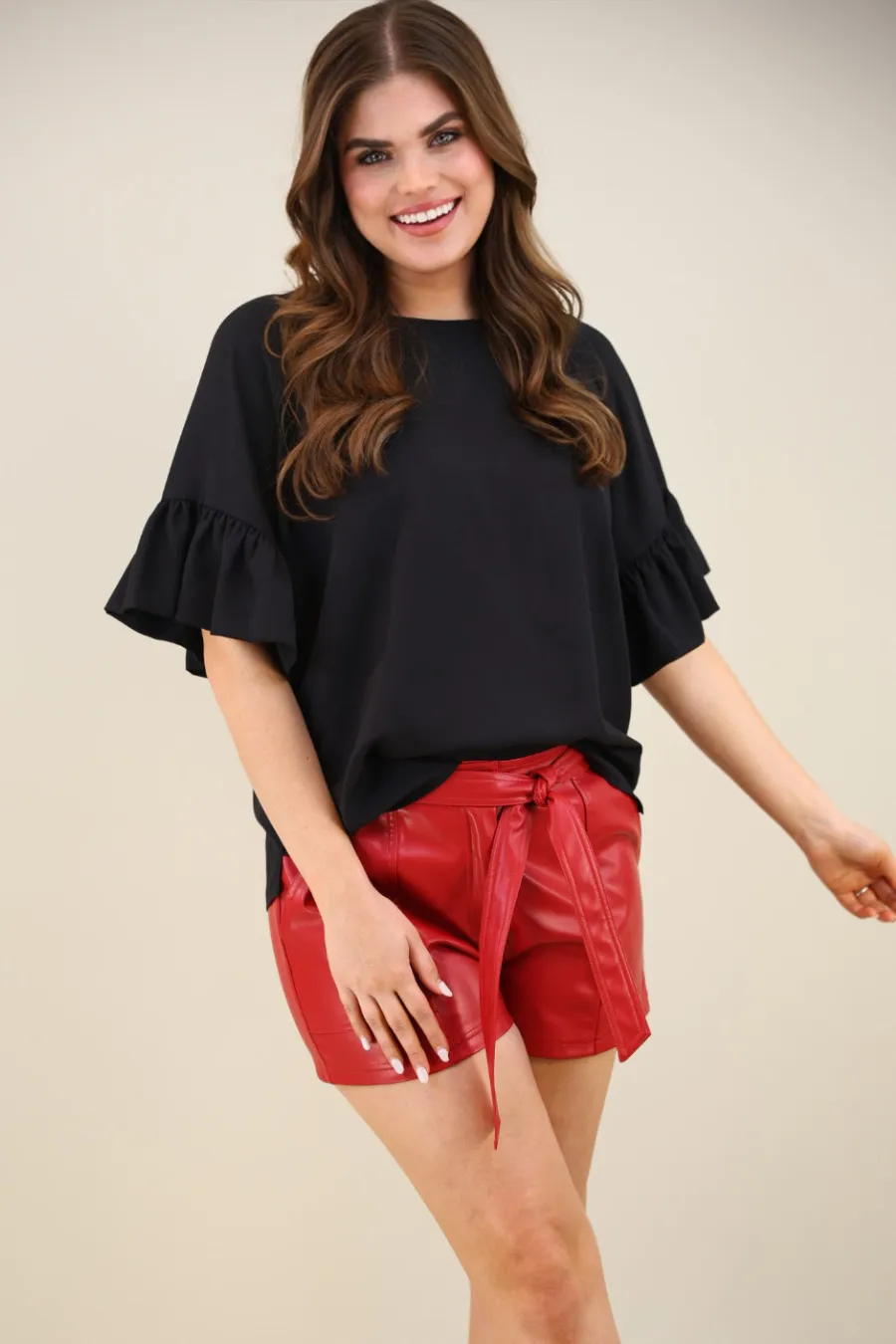 PREORDER-Rebecca Ruffle Sleeve Top by Jess Lea (Ships in 2-3 Weeks)