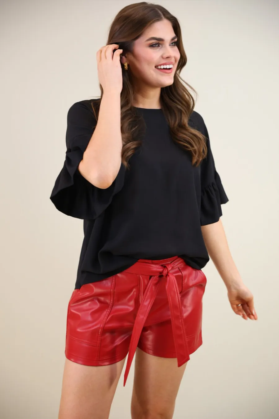 PREORDER-Rebecca Ruffle Sleeve Top by Jess Lea (Ships in 2-3 Weeks)