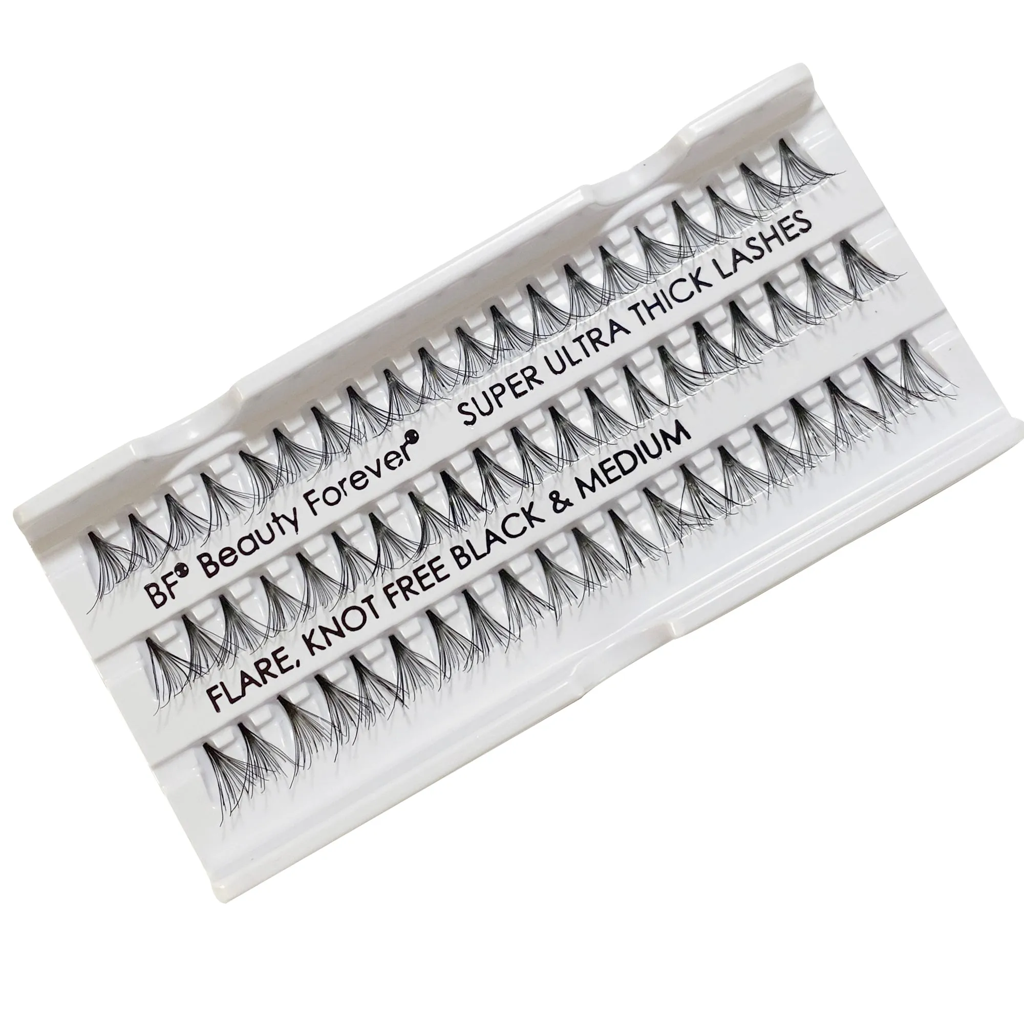 Professional Individual Super Ultra Thick Lashes, 10 Ply Flare Black, Knot Free & Medium For Extreme Volume (BF1008-Medium)