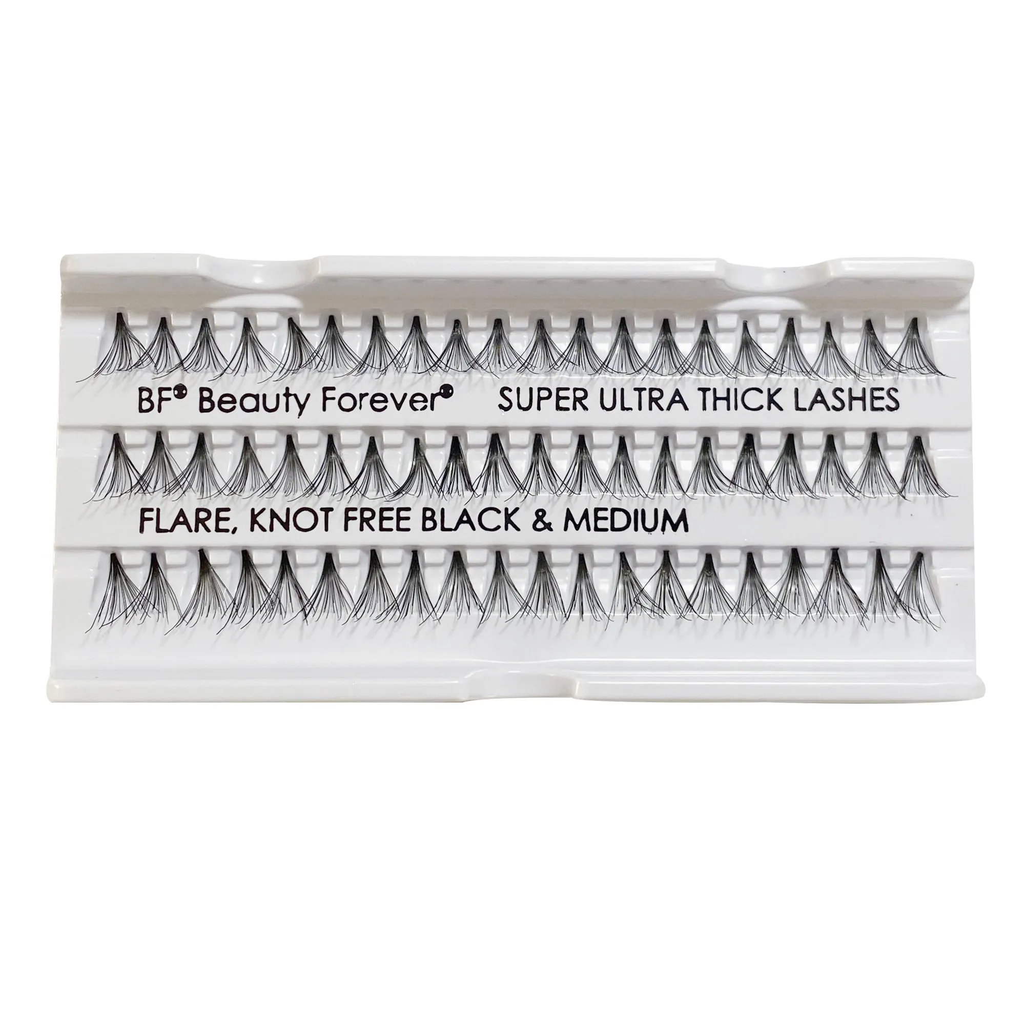Professional Individual Super Ultra Thick Lashes, 10 Ply Flare Black, Knot Free & Medium For Extreme Volume (BF1008-Medium)