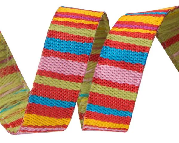 Red Fanciful stripes   - 3/8" -by the yard