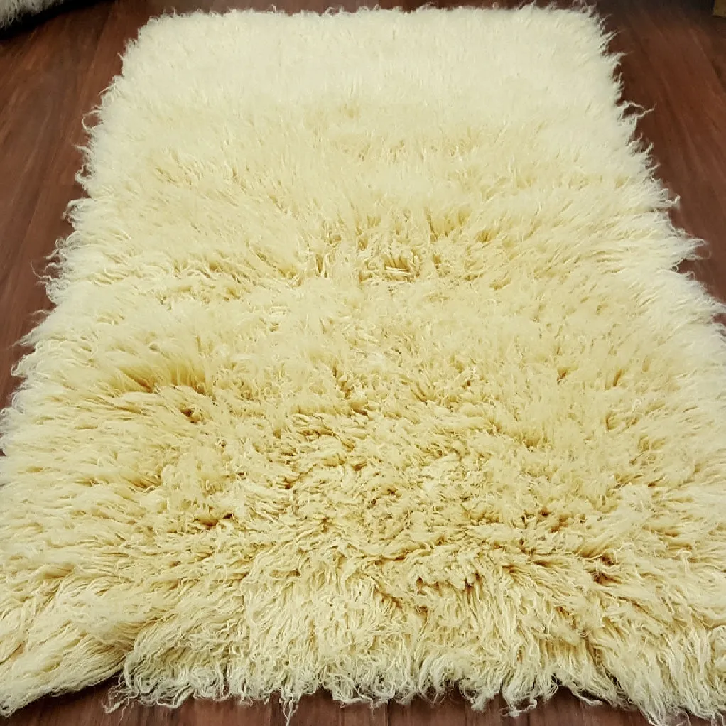 SUPER THICK 3X5 YELLOW FLOKATI RUG | THICK 3000gsm WEIGHT | LONG 3.5" PILE